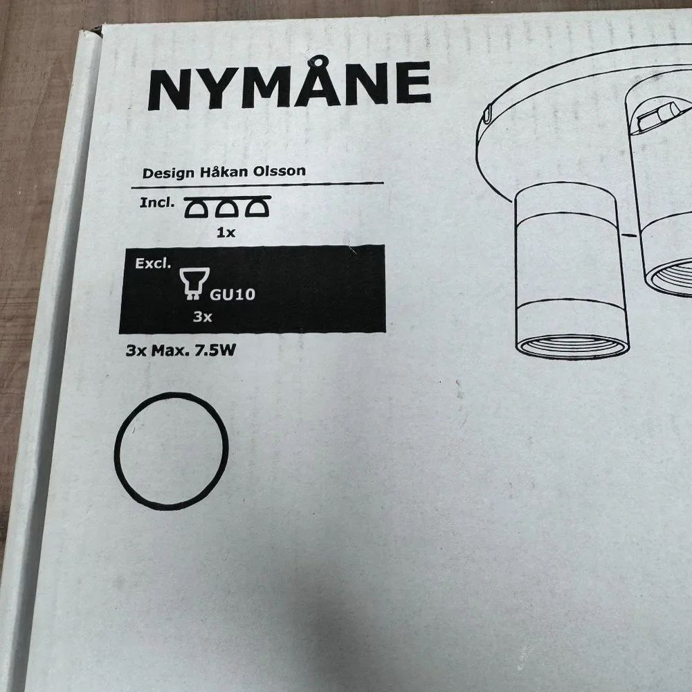 Ikea Nymane Nymane Ceiling‎ Spotlight 3 Lights White 903.597.73